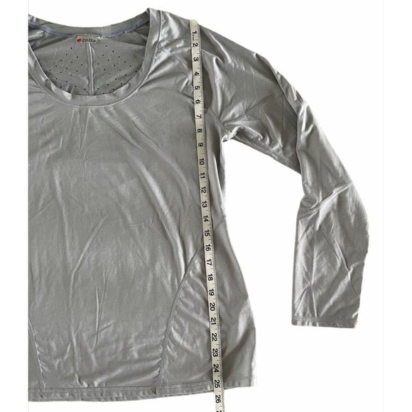 Zella Leia Run Long Sleeve Tee Shirt Top Gray Ventilated Reflective XL - Picture 10 of 10